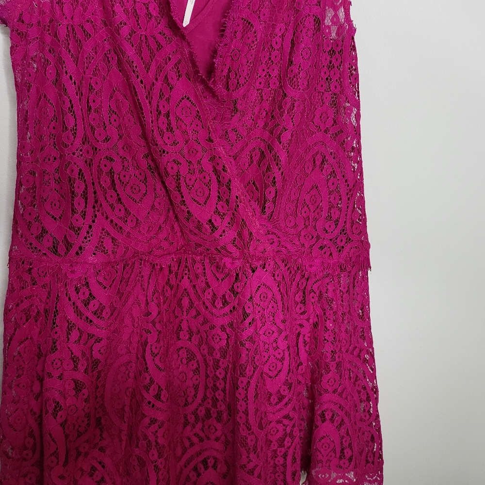 Free People Size S Heart In Two Orchid Fuisha Crochet Lace Mini Dress MRP $108 - Picture 4 of 12